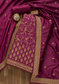 Purple Zariwork Art Silk Unstitched Salwar Suit