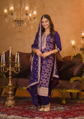 Purple Zariwork Crepe Readymade Salwar Suit