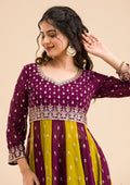 Purple Zariwork Georgette Readymade Salwar Suit