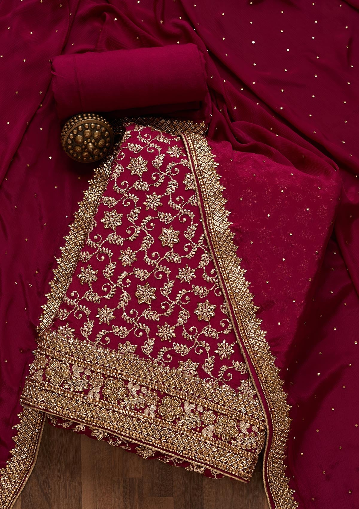 Purple Zariwork Semi Crepe Unstitched Salwar Suit