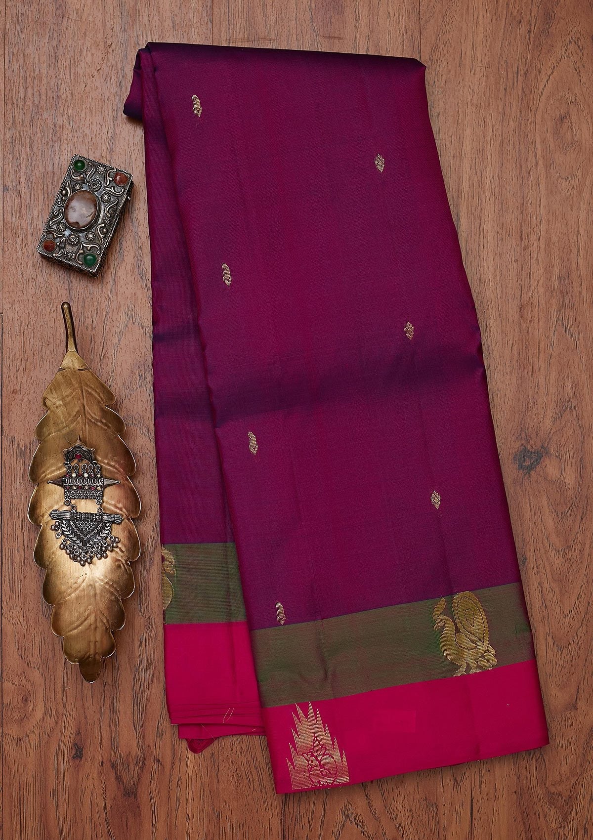 Purple Zariwork Pure Silk Unstitched Saree