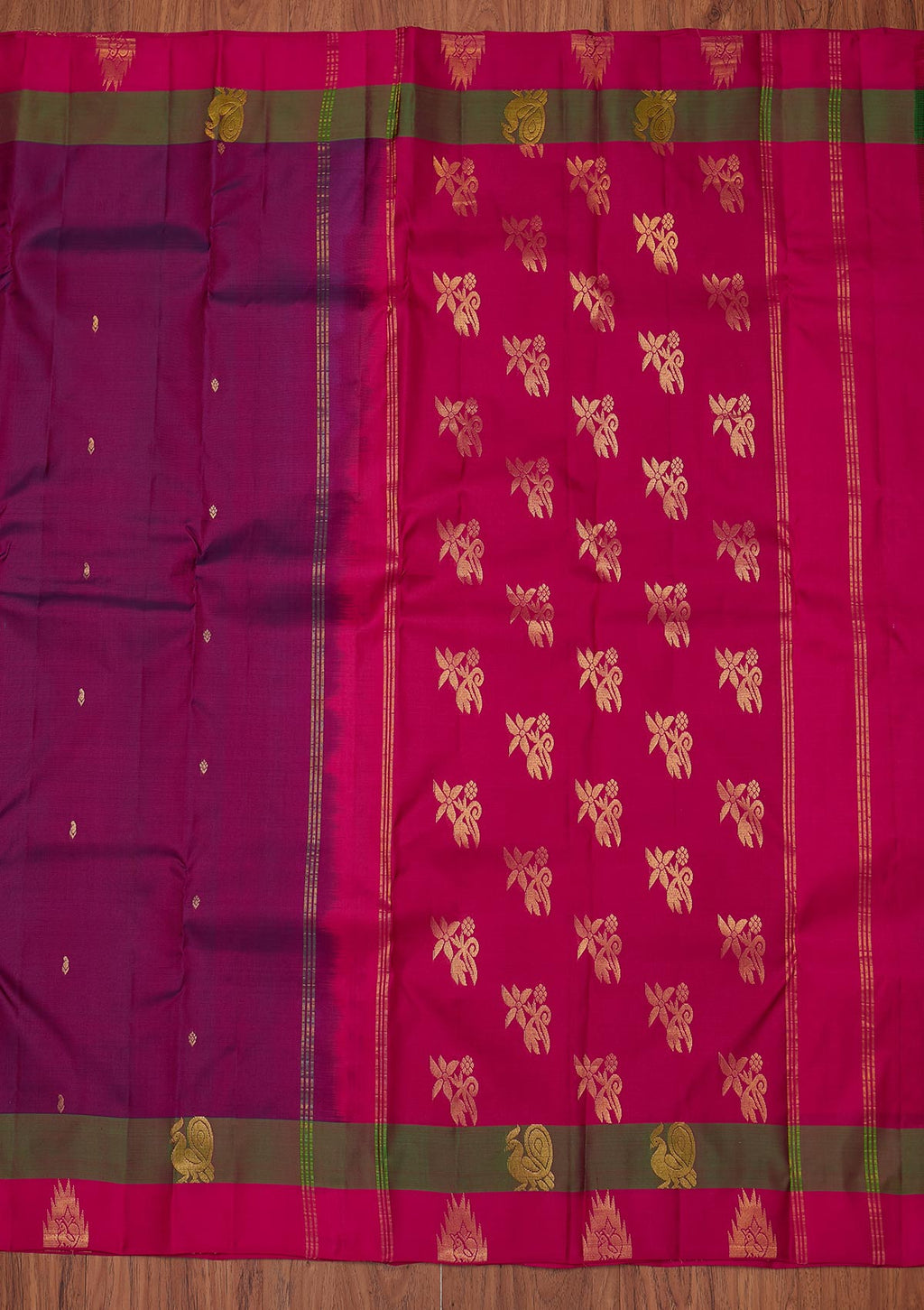 Purple Zariwork Pure Silk Unstitched Saree