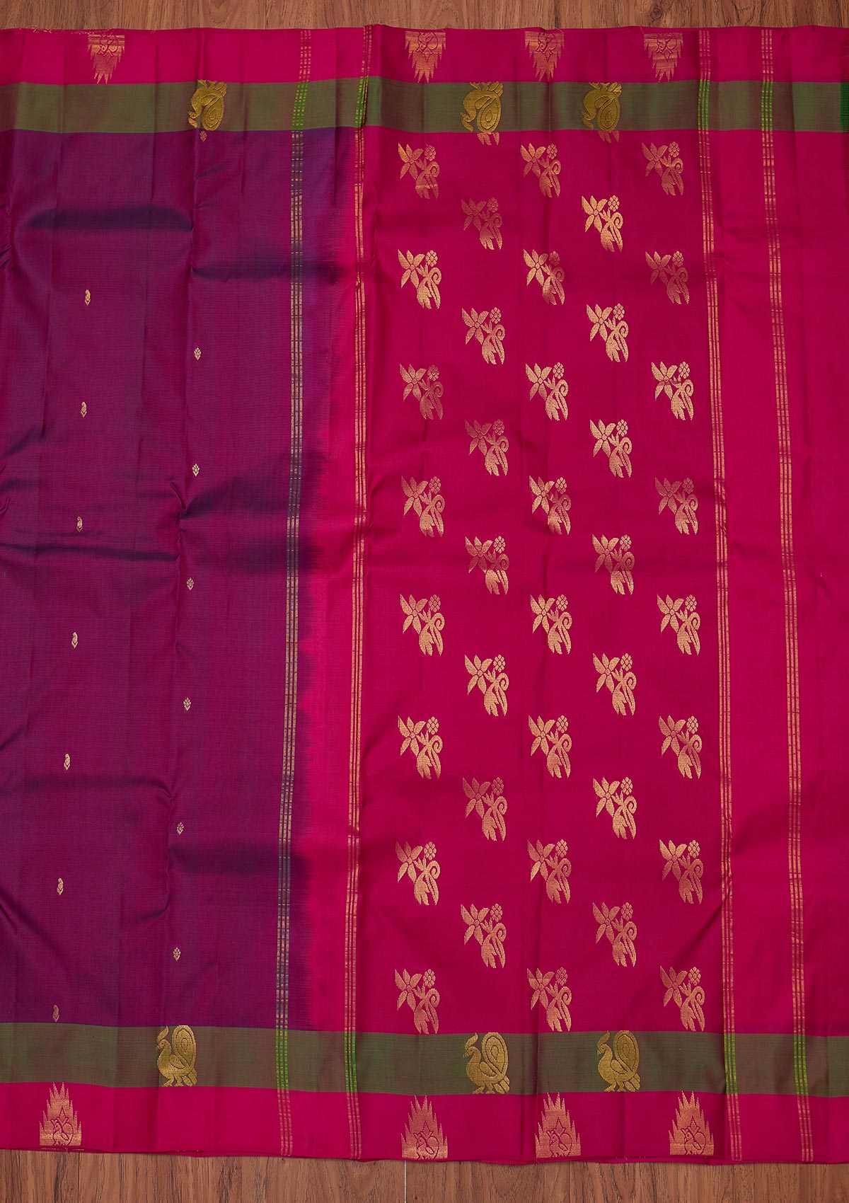 Purple Zariwork Pure Silk Unstitched Saree