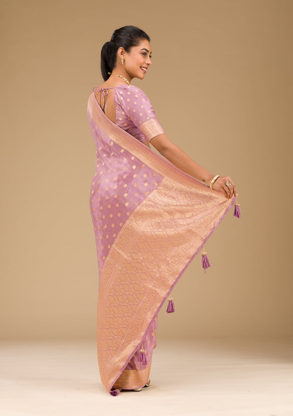 Purple Zariwork Raw Silk Saree