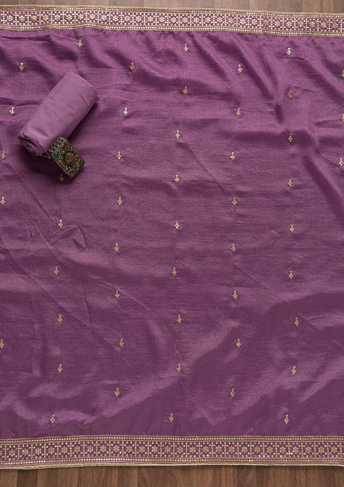 Purple Zariwork Raw Silk Unstitched Salwar Suit