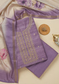 Purple Zariwork Raw Silk Unstitched Salwar Suit