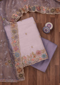 Purple Zariwork Semi Crepe Unstitched Salwar Suit