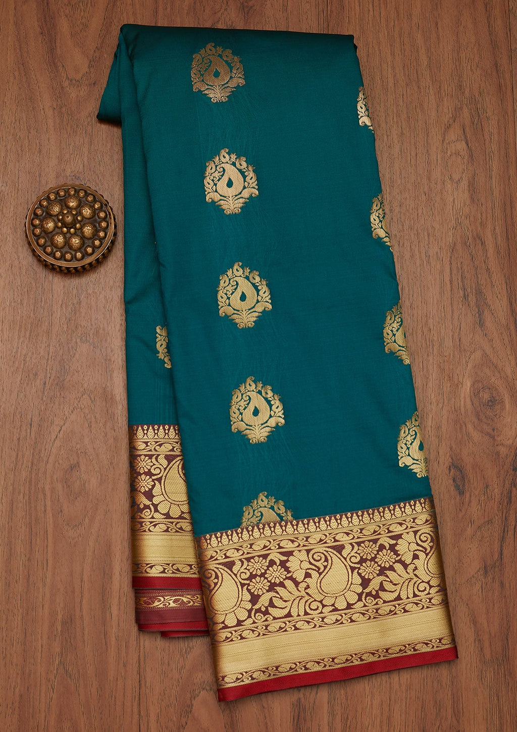 Rama Green Zariwork Brocade Saree