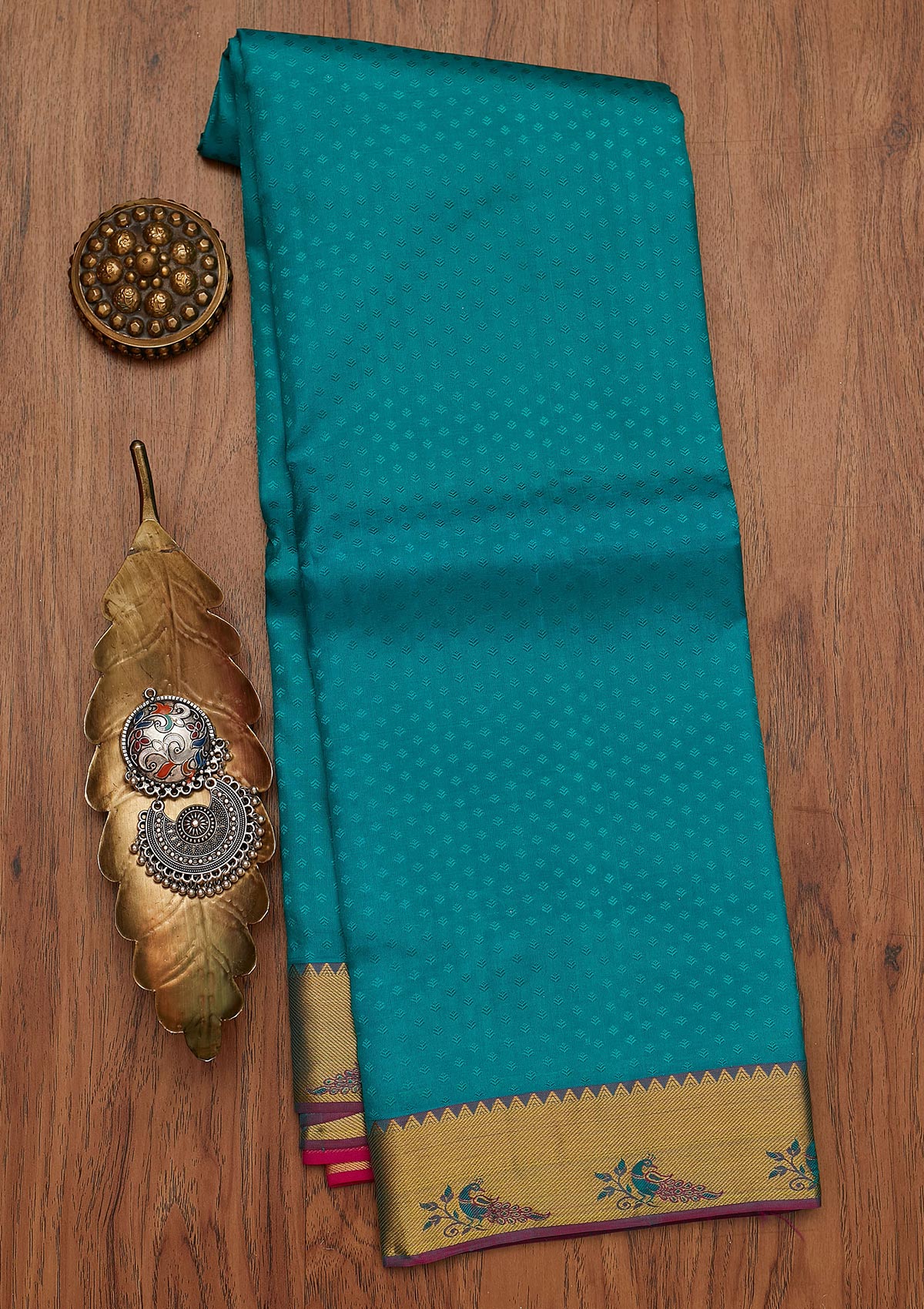 Rama Green Zariwork Pure Silk Saree
