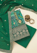 Rama Green Printed Semi Crepe Unstitched Salwar Suit