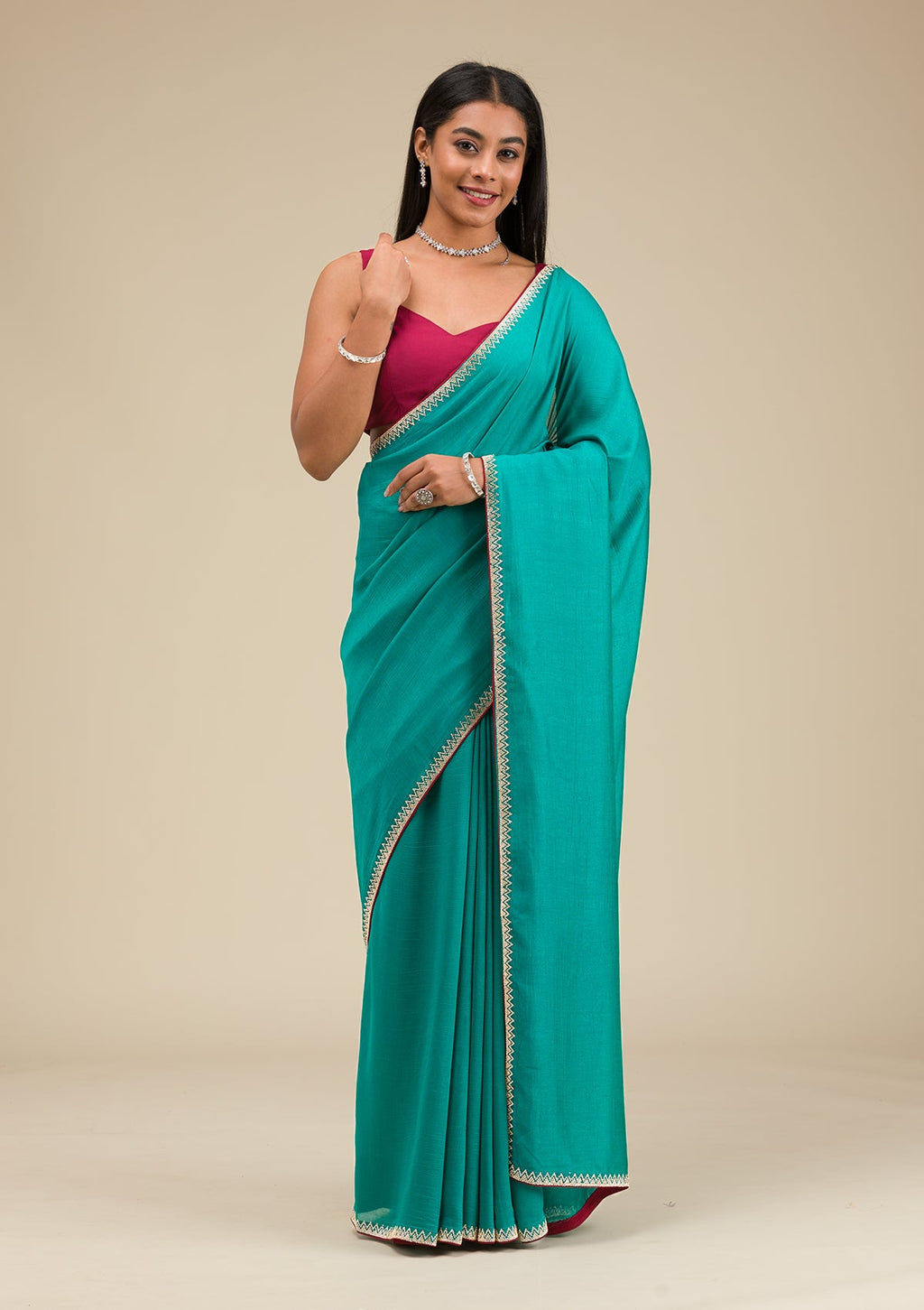 Rama Green Zariwork Art Silk Saree