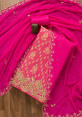 Rani Pink Gotapatti Brocade Unstitched Salwar Suit