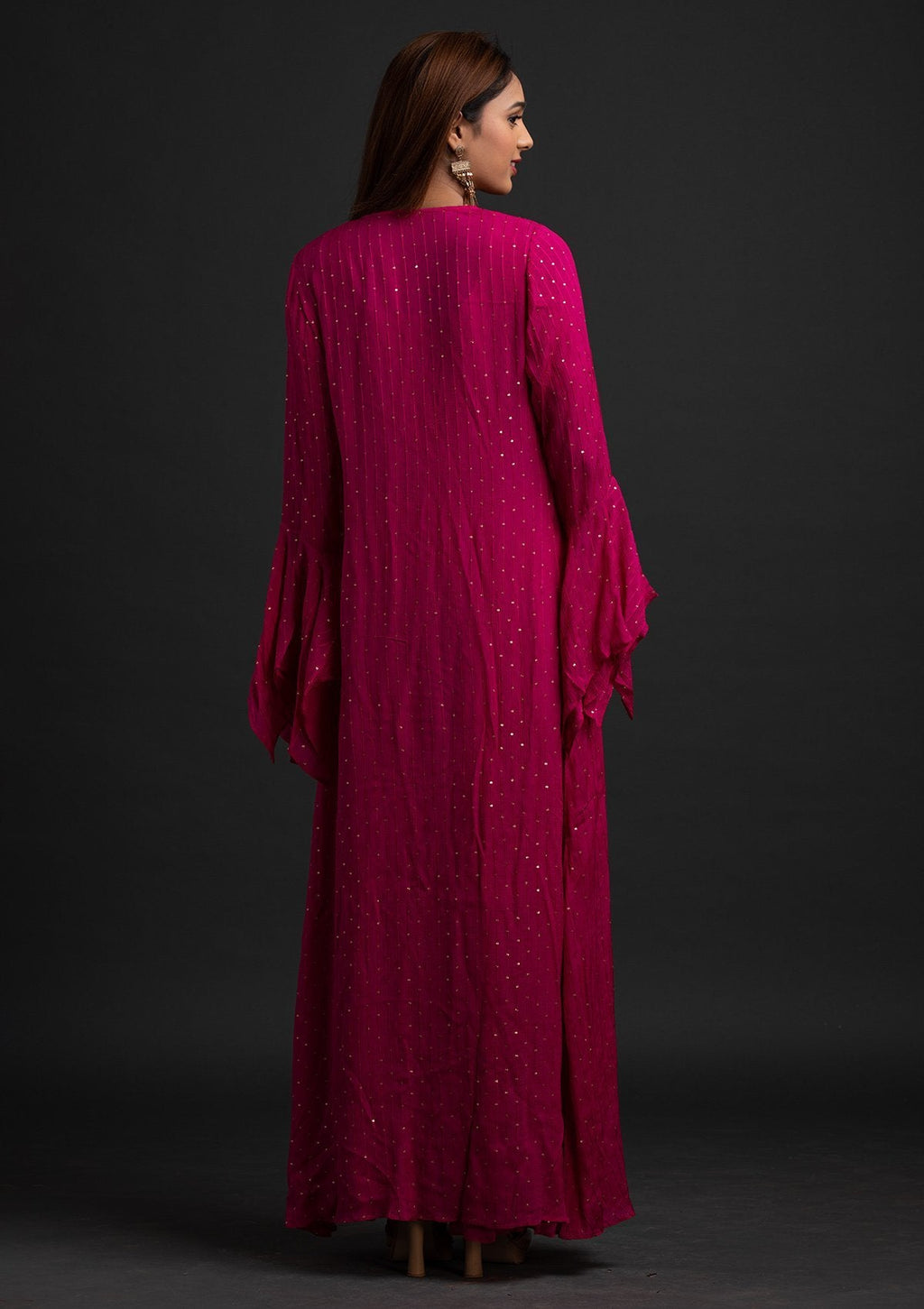 Rani Pink Sequins Semi Crepe Designer Salwar-Suit