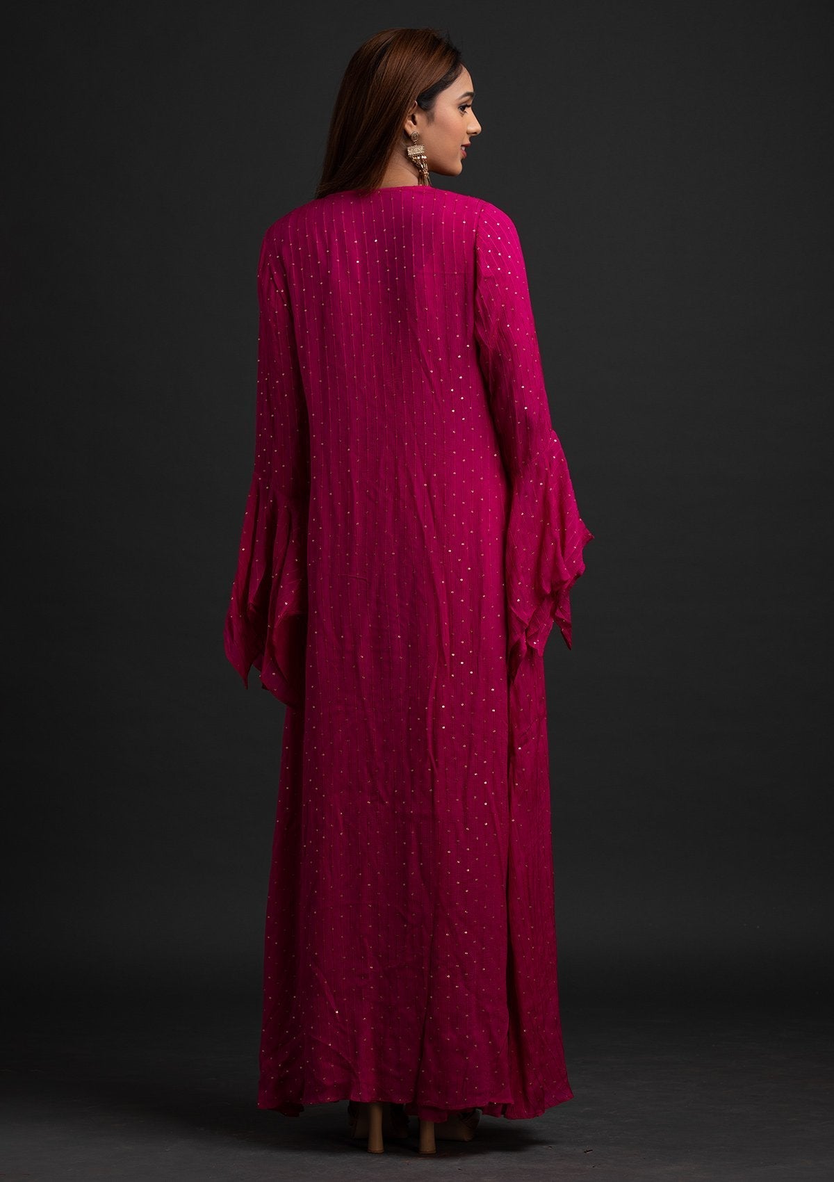 Rani Pink Sequins Semi Crepe Designer Salwar-Suit