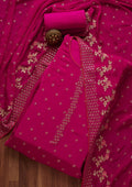 Rani Pink Sequins Semi Crepe Semi-Stitched Salwar Suit