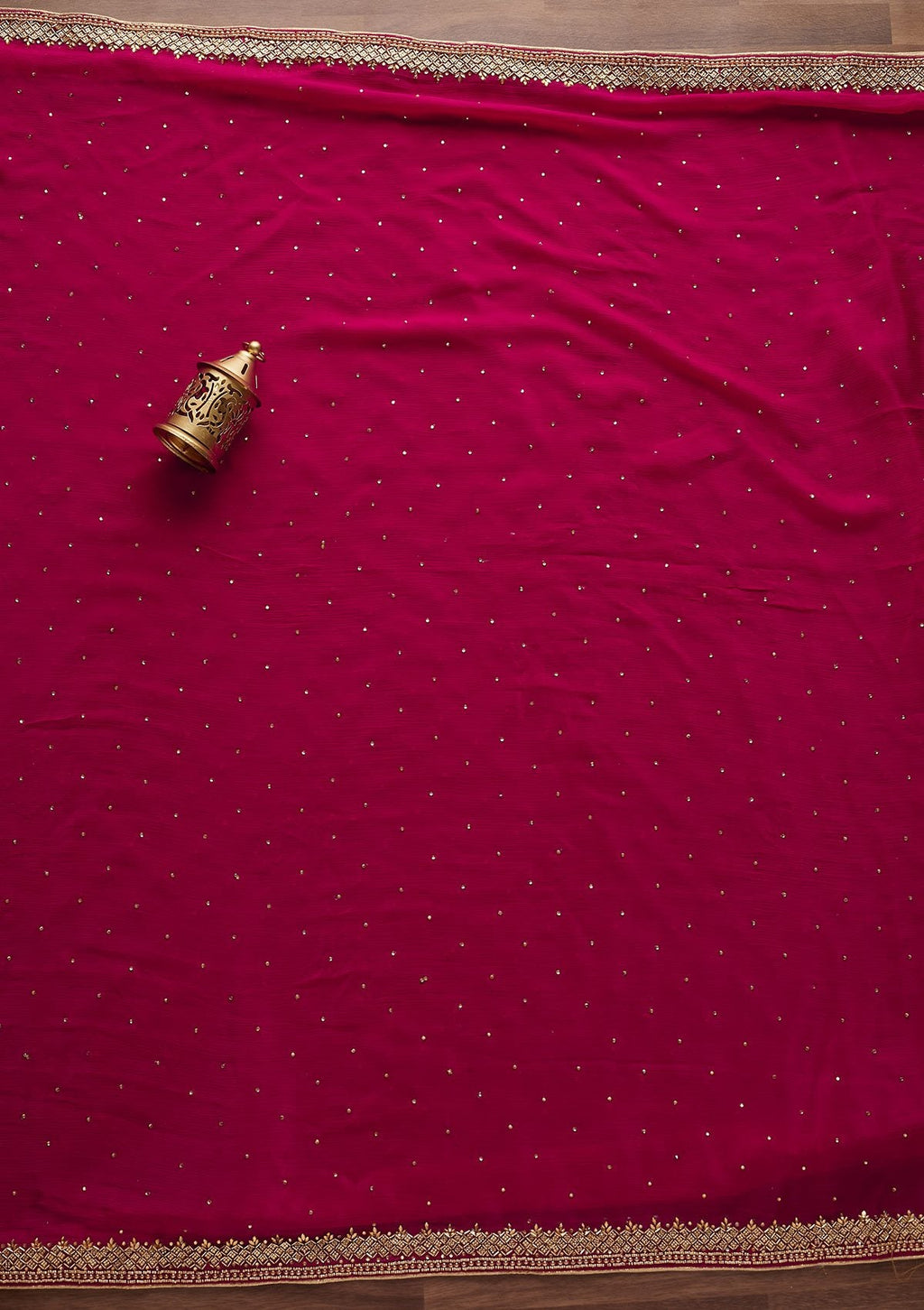 Rani Pink Stonework Chanderi Unstitched Salwar Suit