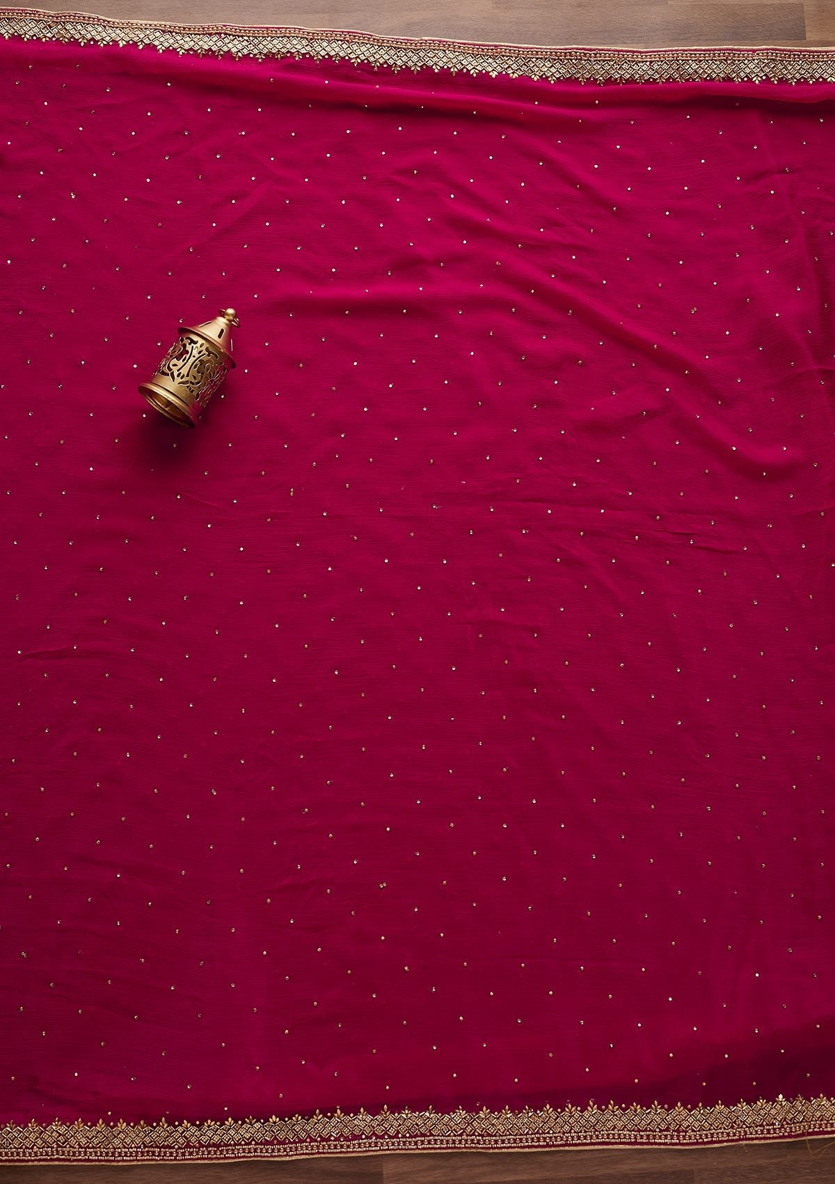 Rani Pink Stonework Chanderi Unstitched Salwar Suit