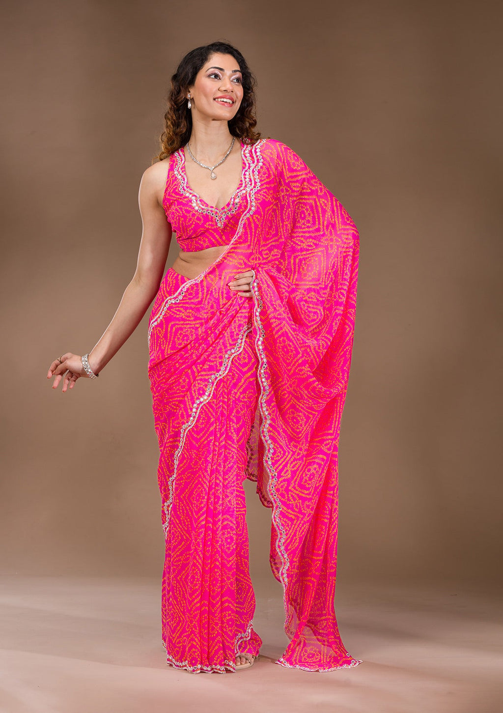Rani Pink Stonework Georgette Saree