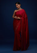 Rani Pink Swarovski Satin Designer Saree