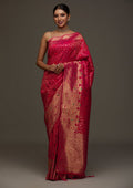 Rani Pink Zari Work Banarasi Saree