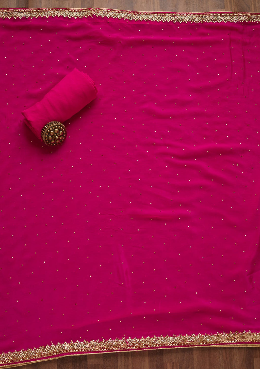 Rani Pink Zariwork Chiffon Unstitched Salwar Suit