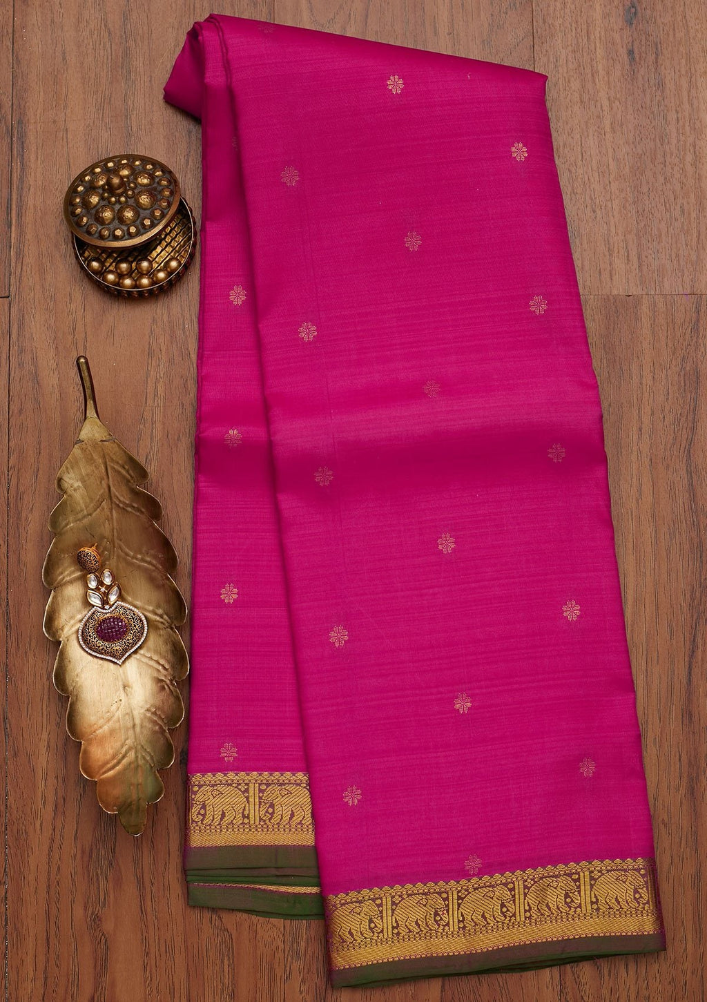 Rani Pink Zariwork Pure Silk Saree