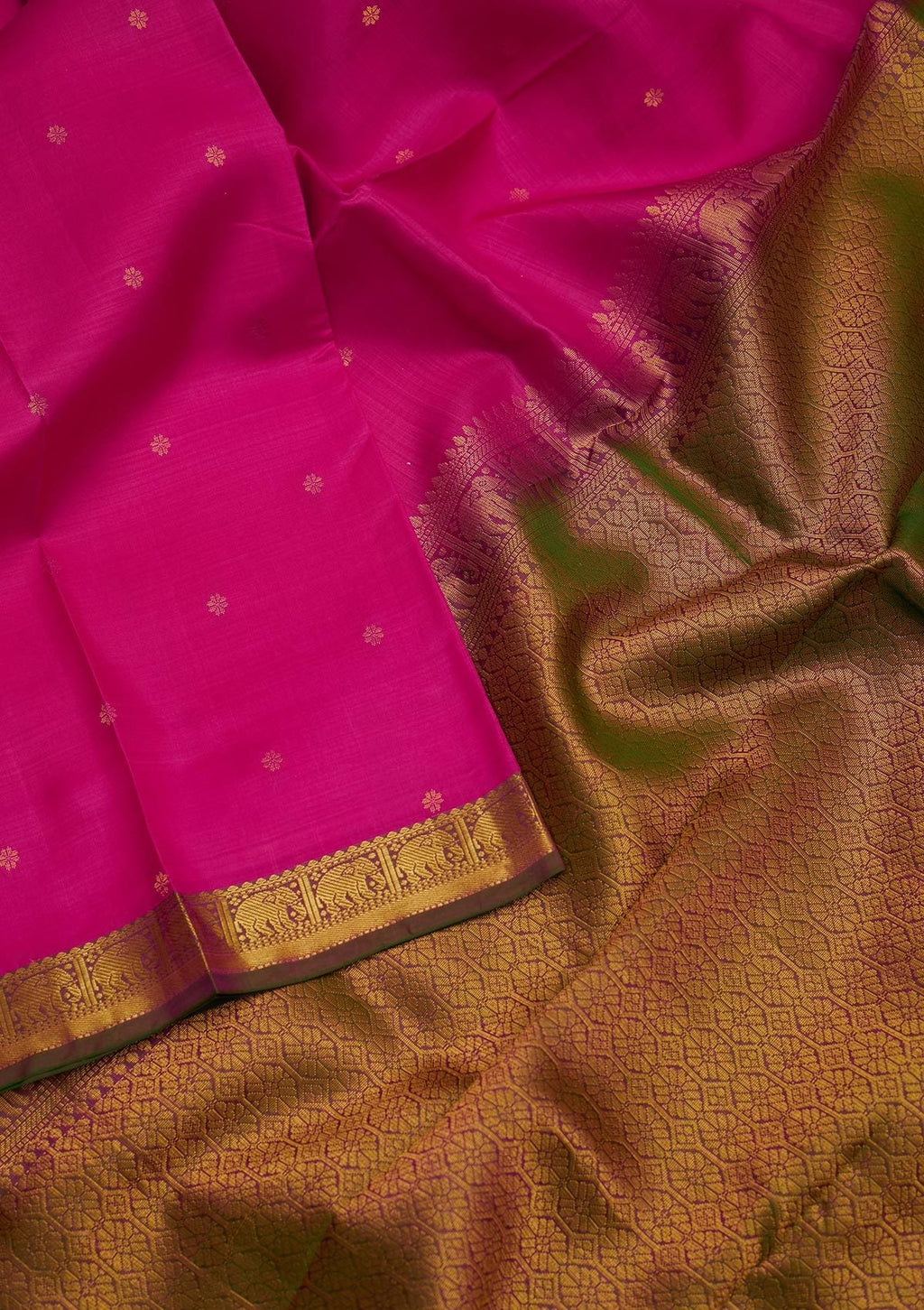 Rani Pink Zariwork Pure Silk Saree