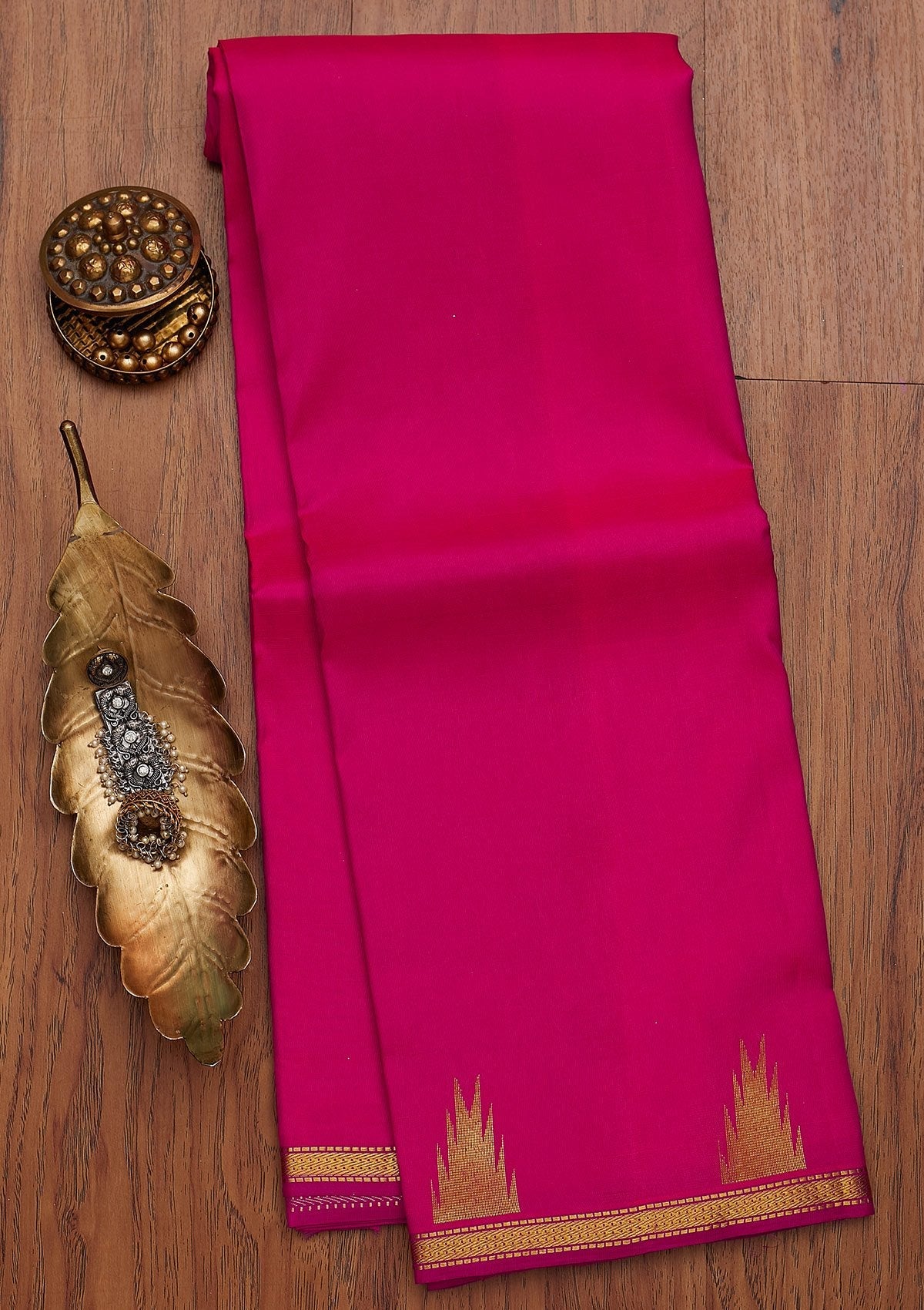 Rani Pink Zariwork Pure Silk Saree