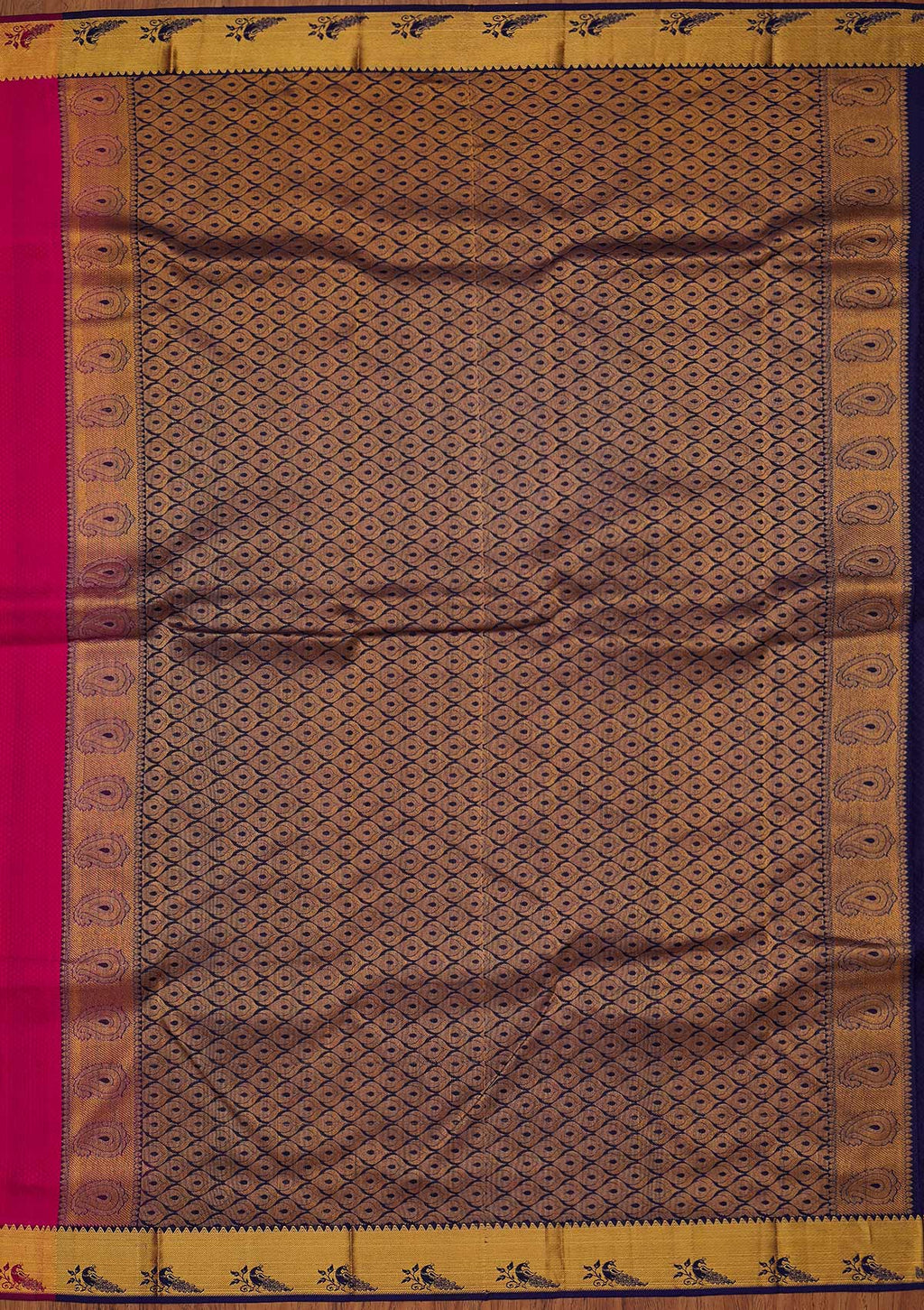 Rani Pink Zariwork Pure Silk Saree