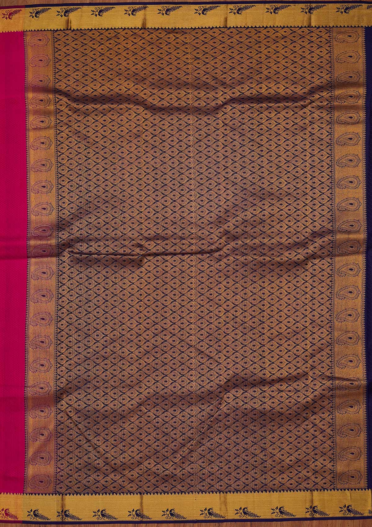 Rani Pink Zariwork Pure Silk Saree