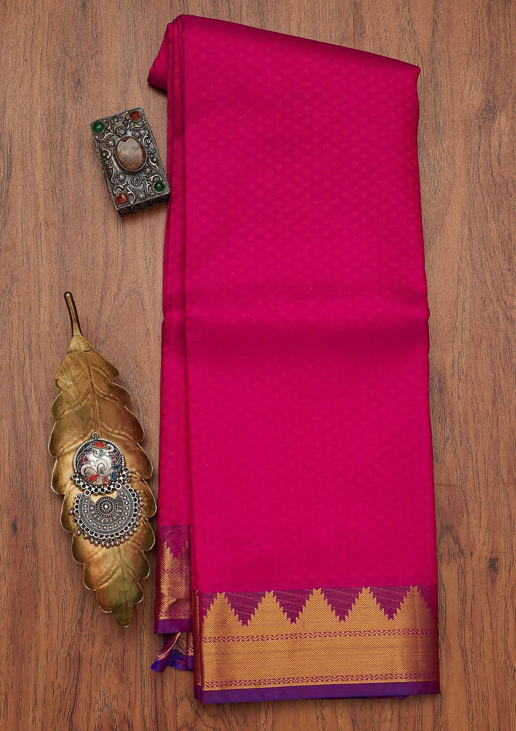 Rani Pink Zariwork Pure Silk Saree
