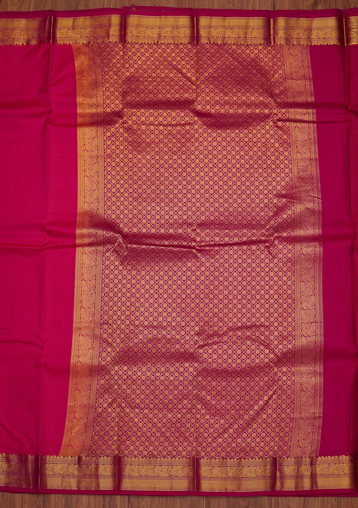 Rani Pink Zariwork Pure Silk Unstitched Saree