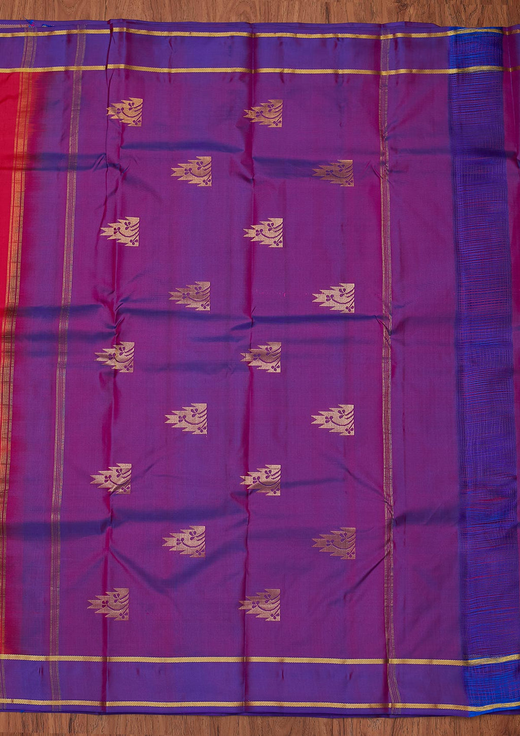 Rani Pink Zariwork Pure Silk Unstitched Saree