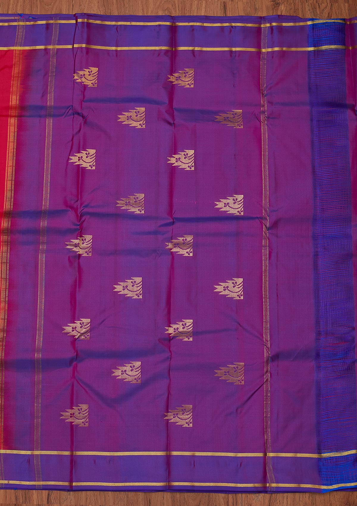 Rani Pink Zariwork Pure Silk Unstitched Saree