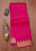 Rani Pink Zariwork Pure Silk Unstitched Saree