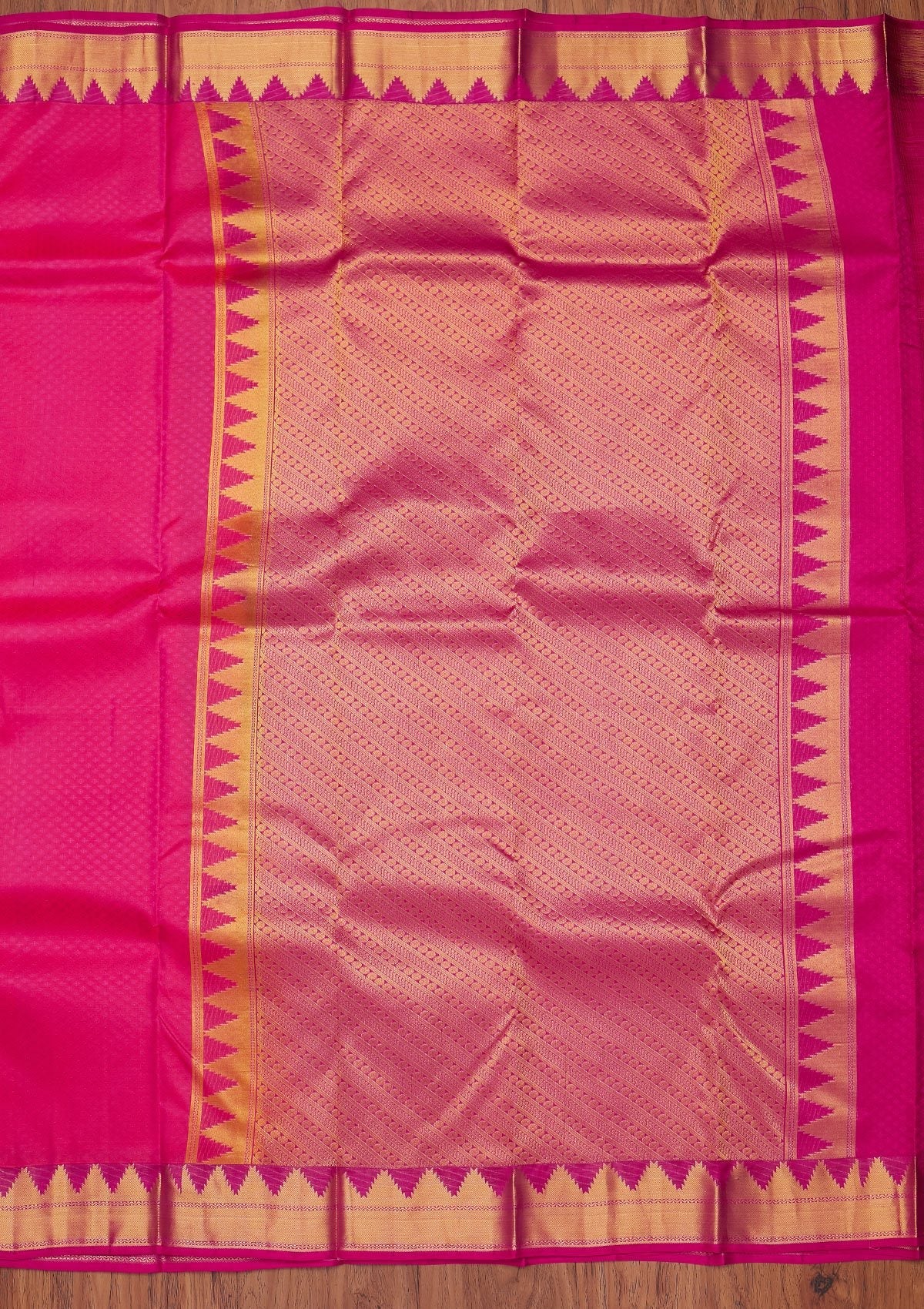 Rani Pink Zariwork Pure Silk Unstitched Saree