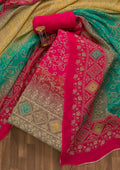 Rani Pink Bandhani Crepe Unstitched Salwar Suit