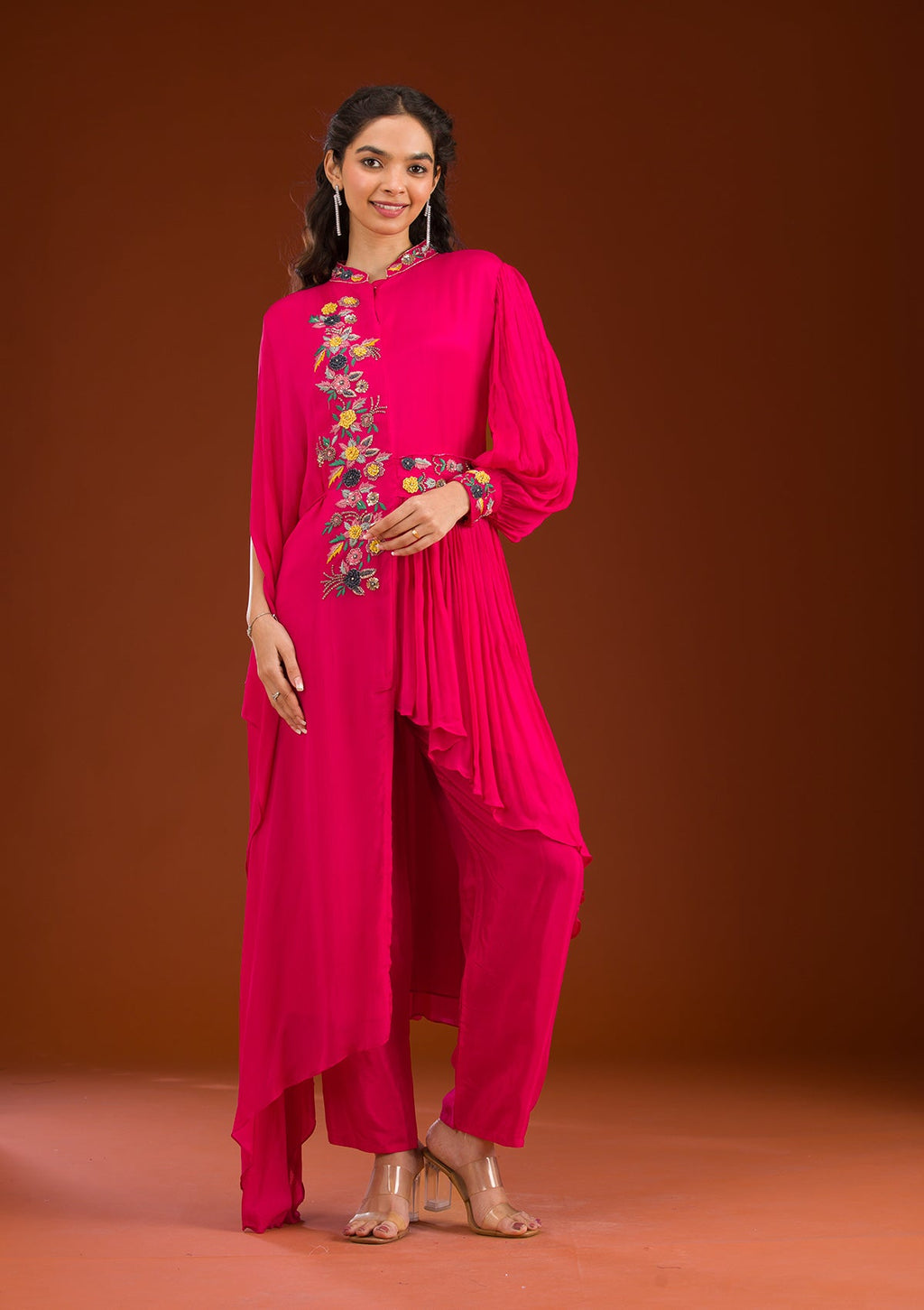Rani Pink Cutdana Georgette Readymade Salwar Suit