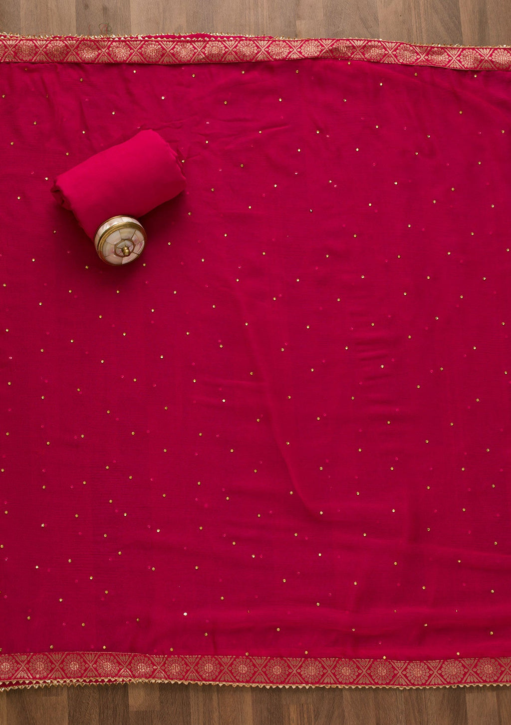 Rani Pink Gotapatti Organza Unstitched Salwar Suit