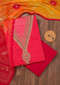 Rani Pink Printed Chiffon Unstitched Salwar Suit
