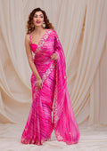 Rani Pink Gotapatti Satin Saree