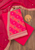 Rani Pink Printed Tissue Unstitched Salwar Suit
