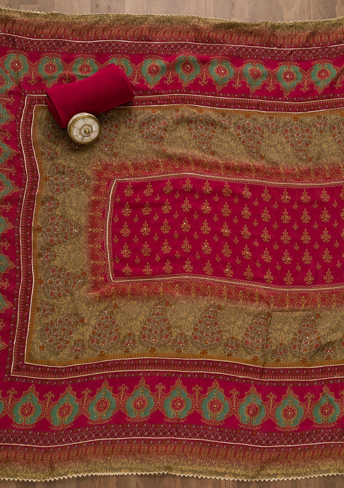 Rani Pink Sequins Crepe Unstitched Salwar Suit