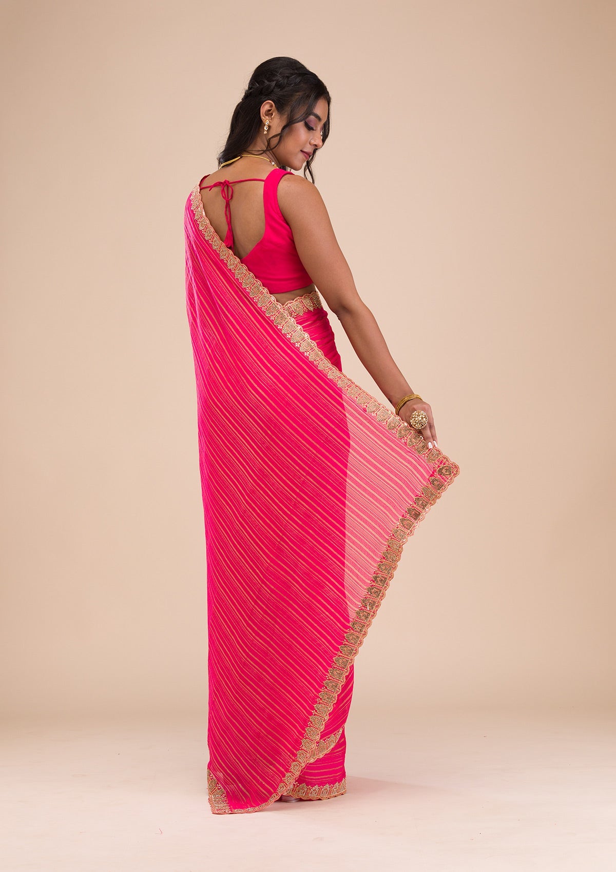 Rani Pink Stonework Georgette Saree