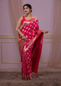 Rani Pink Swarovski Banarasi Saree