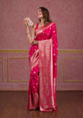 Rani Pink Swarovski Banarasi Saree