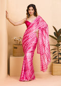 Rani Pink Swarovski Satin Saree