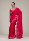 Rani Pink Swarovski Satin Saree