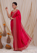 Rani Pink Zariwork Art Silk Saree