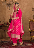 Rani Pink Zariwork Banarasi Readymade Salwar Suit